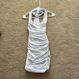 lucy in the sky white sparkly halter dress size small